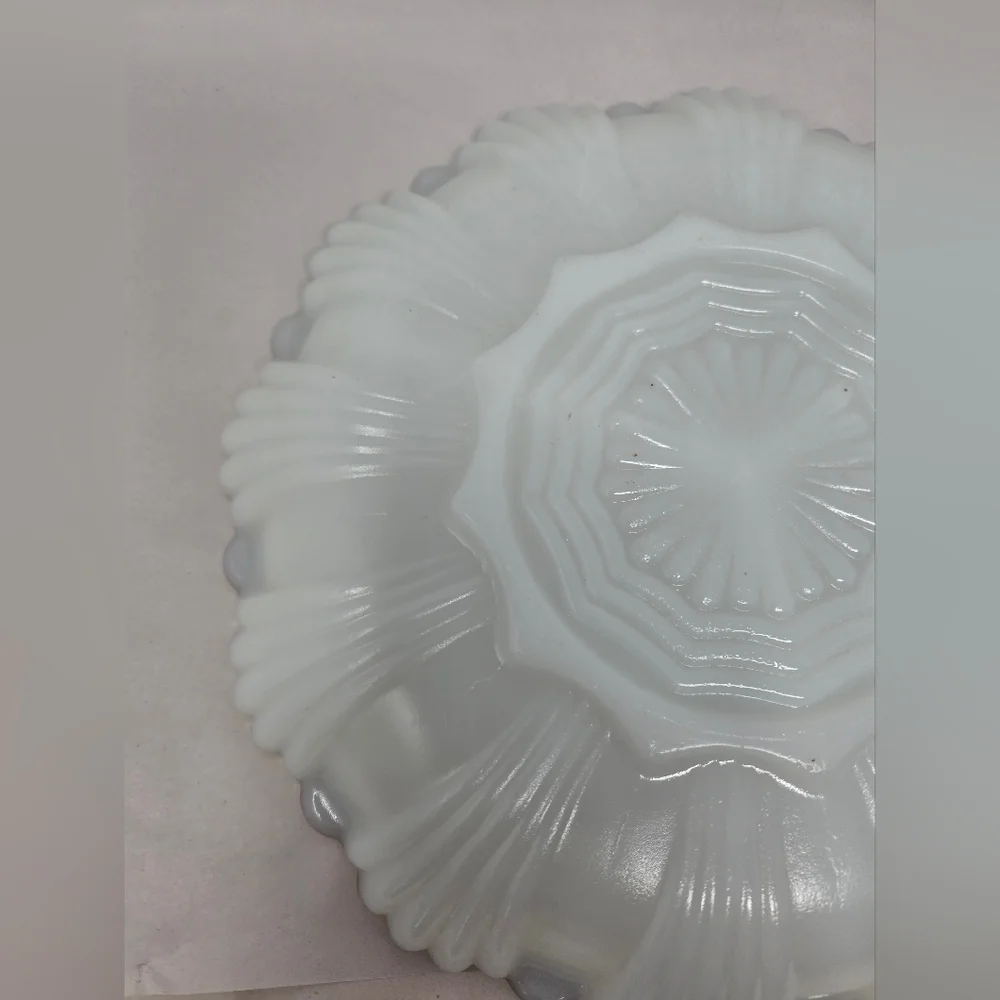 Anchor Hocking Fire-King Milk Glass-Gold Relish Cheese Cracker Dish 3 Sections